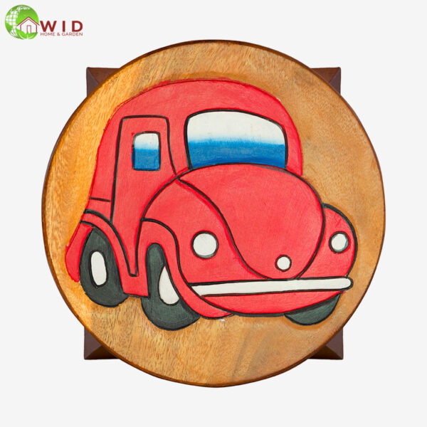 children's wooden stool car red uk