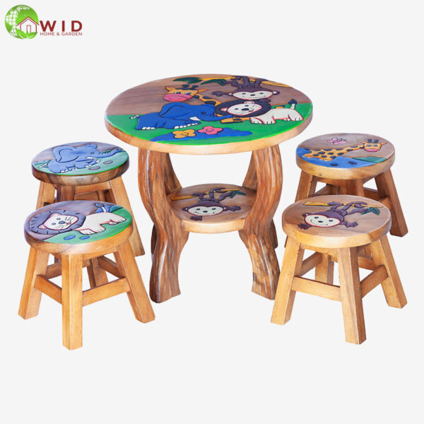 children's wooden stools and table jungle set uk