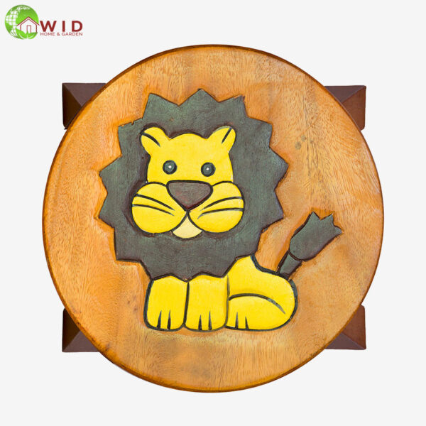 children's wooden stool lion uk