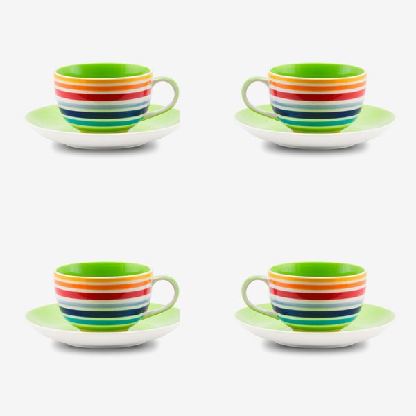 Rainbow small cup saucer x 4