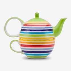 Rainbow teapot and cup for one