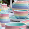 rainbow pastel table setting 1