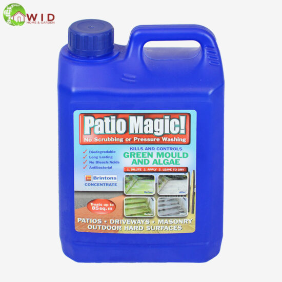 Patio Magic Cleaner . Removes mould/algae from hard exterior surfaces.