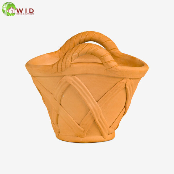 Terra-cotta basket garden pot. UK