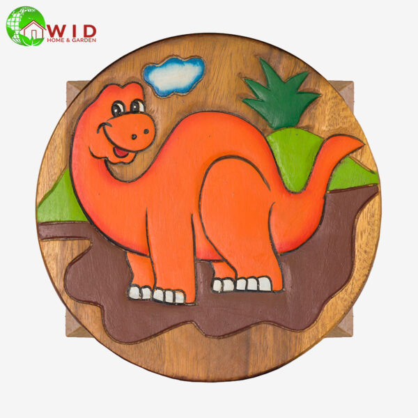 children's wooden stool orange dino