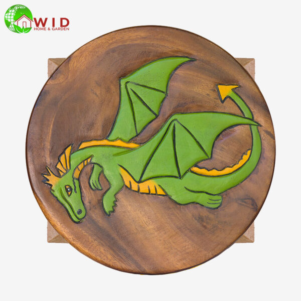 childrens wooden stool dragon